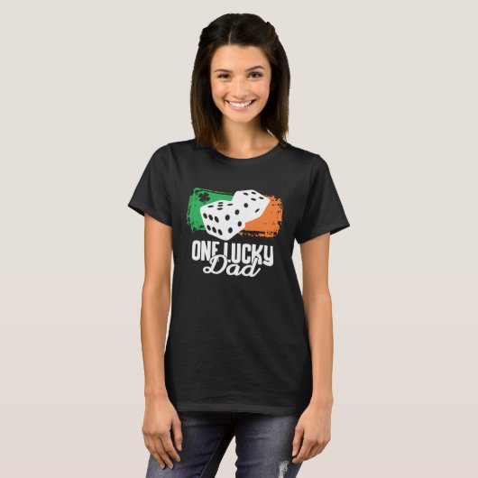 One Lucky Dad Dice Game Family Group Matching T-shirt (Voorkant volledig)