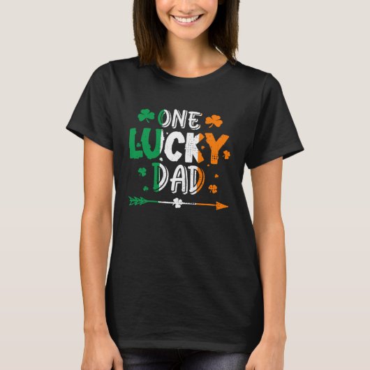 One Lucky Dad St Patricks Day Irish Flag Ireland F T-shirt (Voorkant)