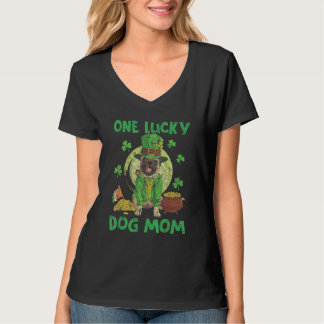 One Lucky Dog Mom Coins Green Clovers T-shirt