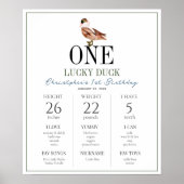 One Lucky Duck 1e Verjaardag Milestone Poster (Voorkant)