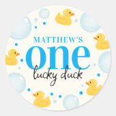 One Lucky Duck 1st Birthday Favoriet Ronde Sticker (Voorkant)