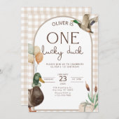 One Lucky Duck Birthday Invitation Boys First (Devant / Derrière)