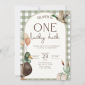 One Lucky Duck Birthday Invitation Boys First (Devant)
