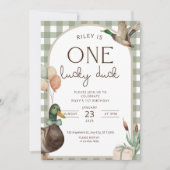 One Lucky Duck Birthday Invitation Boys First Birt (Devant)