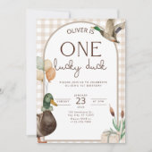 One Lucky Duck Birthday Invitation Boys First Kaart (Voorkant)