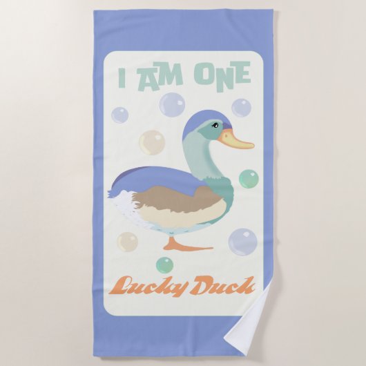 One Lucky Duck & Bubbles Blue Pastel Strandlaken (Voorkant)