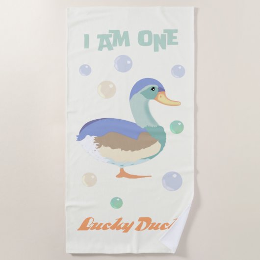 One Lucky Duck & Bubbles zoet geel Strandlaken (Voorkant)
