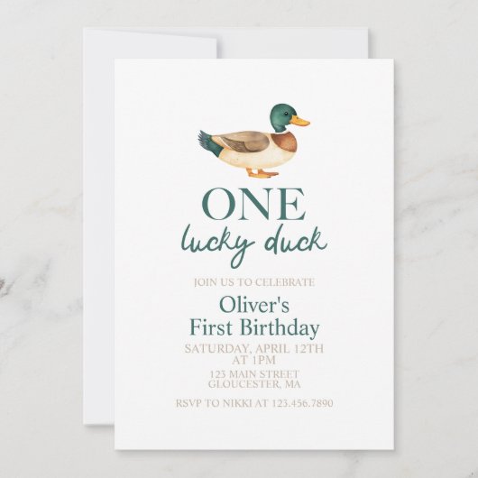 One Lucky Duck eerste verjaardag Kaart (Voorkant)