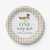One Lucky Duck eerste verjaardag Papieren Bordje (Voorkant)