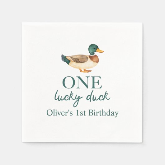 One Lucky Duck eerste verjaardag Servet (Voorkant)