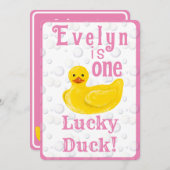 One Lucky Duck First Birthday Invitation (Devant / Derrière)