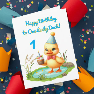 One Lucky Duck Foto Girly Kids Verjaardag Groeten Kaart