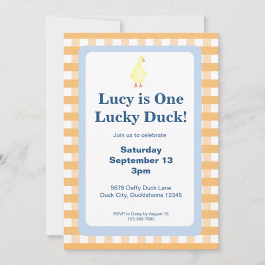 One Lucky Duck Invitation Template (Orange) (Devant)