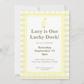 One Lucky Duck Invitation Template (Pale Yellow)