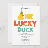 One Lucky Duck Invite 1st  First Birthday Cute Kaart (Voorkant)