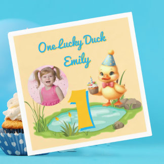 One Lucky Duck Kids 1st Birthday Photo Servet