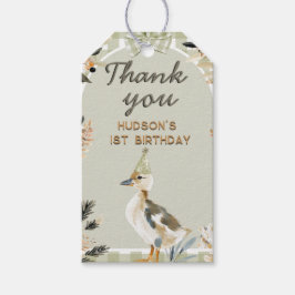 One Lucky Duck Schattige Duckling Gingham 1e verja Cadeaulabel