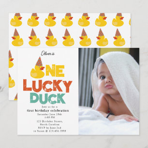 One Lucky Duck Uitnodiging 1e Verjaardag Foto