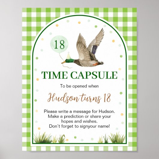 One Lucky Duck Verjaardag Time Capsule Sign Poster (Voorkant)