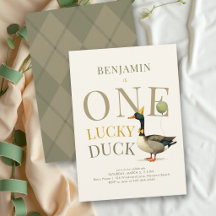 One Lucky Duck Vintage Preppy Jongen 1e Verjaardag