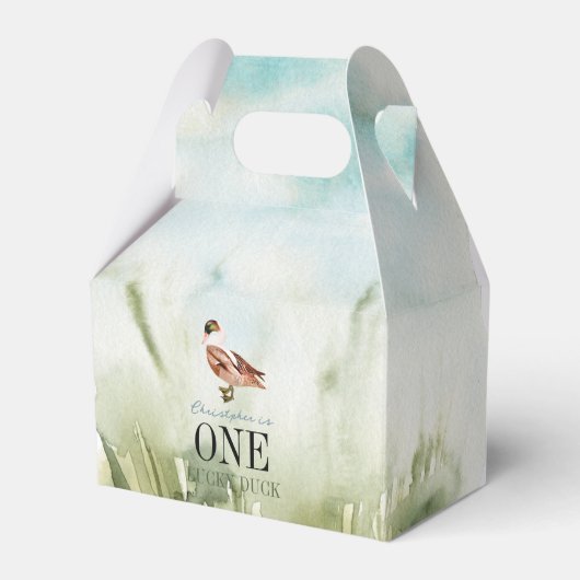 One Lucky Duck Waterverf Boy 1e Verjaardag Bedankdoosjes (Voorkant Zijde)
