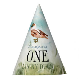 One Lucky Duck Waterverf Boy 1e Verjaardag Feesthoedjes