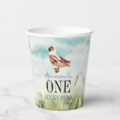 One Lucky Duck Waterverf Boy 1e Verjaardag Papieren Bekers (Voorkant)