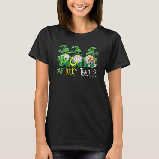One Lucky Gnomes Teacher St Patricks Day Gnomes Te T-shirt (Voorkant)