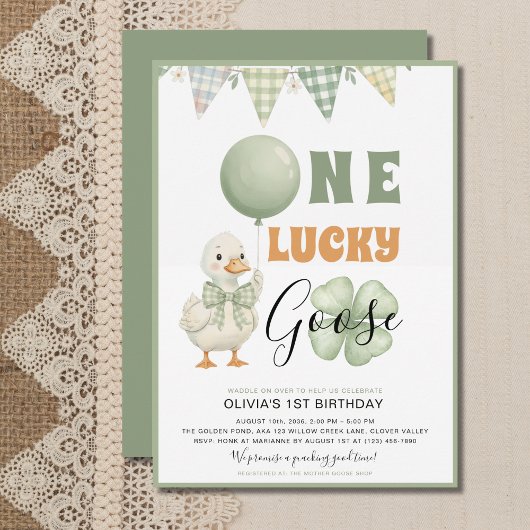 One Lucky Goose St. Patrick's Day First Birthday Kaart