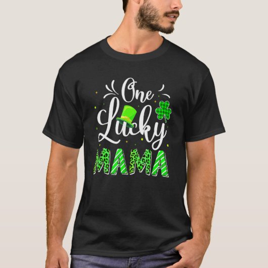 One Lucky Mama Irish Shamrock Leopard St Patrick's T-shirt (Voorkant)