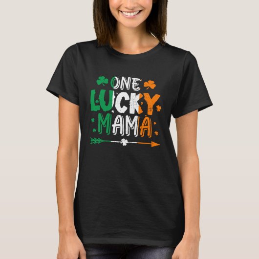 One Lucky Mama St Patricks Day Irish Flag Ireland  T-shirt (Voorkant)