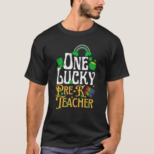 One Lucky Pre k Teacher St Patricks Day Irish Sham T-shirt (Voorkant)