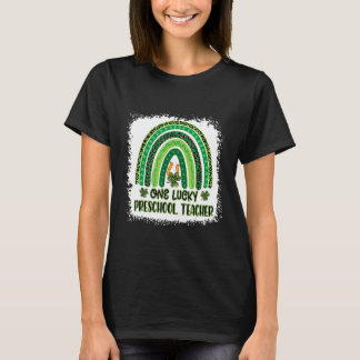 One Lucky Preschool Teacher Patrick Day Boho Blea T-shirt