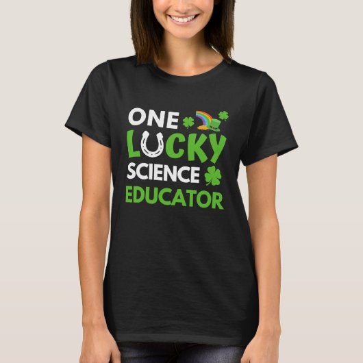 One Lucky Science Educator  St Patricks Day Scienc T-shirt (Voorkant)
