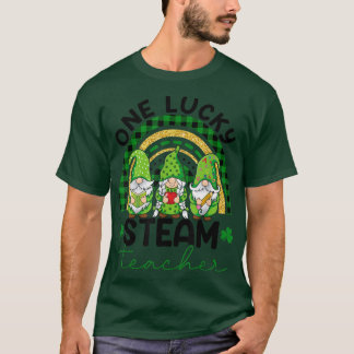 One Lucky STEAM Teacher Gnomes St. T-shirt