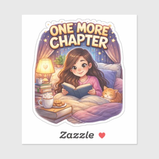 One More Chapter Reading Custom-Cut Vinyl Sticker (Feuille)