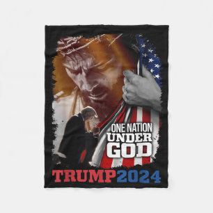 One Nation Under God President Trump 2024 Nederlan Fleece Deken