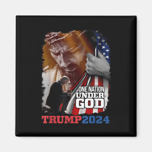 One Nation Under God President Trump 2024 Nederlan Magneet