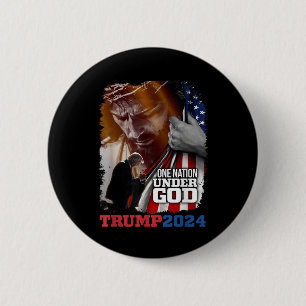 One Nation Under God President Trump 2024 Nederlan Ronde Button 5,7 Cm