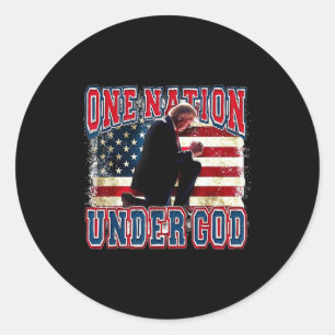 One Nation Under God Trump Bid Gebed Jezus Verenig Ronde Sticker
