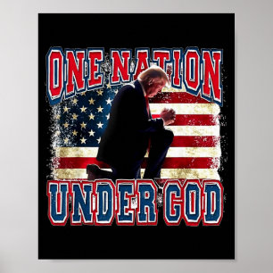 One Nation Under God Trump Bid Jezus Amerikaanse V Poster