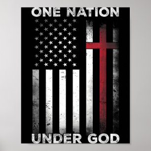 One Nation Under God Vlag 4 juli Patriottisch Poster