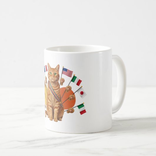 One Nation Under Paws - Chat Around the World Mug (Devant droit)