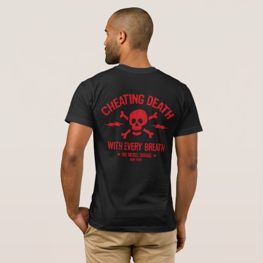 One Nickel Garage Cheating Death T-shirt Rood (Achterkant volledig)