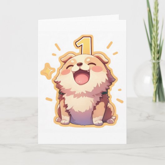 One Number Anime Dog Feestdagen Kaart (Voorkant)