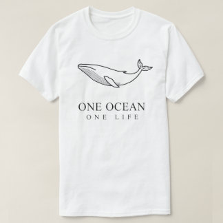*One Ocean One Life - Minimalistische walvislijn k T-shirt