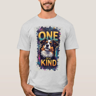 One Of A Kind Dog Portrait With Bold Colors T-shirt