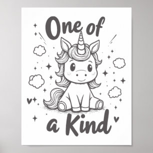 One of a Kind Eenhoorn Shirt Schattigee Valentijn Poster