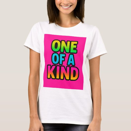 One of a Kind – Neon Rainbow Statement T-shirt (Voorkant)