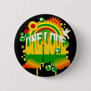 One One Love Rasta Speld Ronde Button 5,7 Cm
